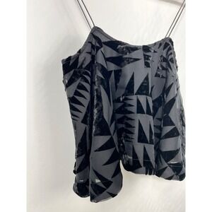 Free People Small Oversized Cami Blouse‎ Velvet Detail Spaghetti Straps